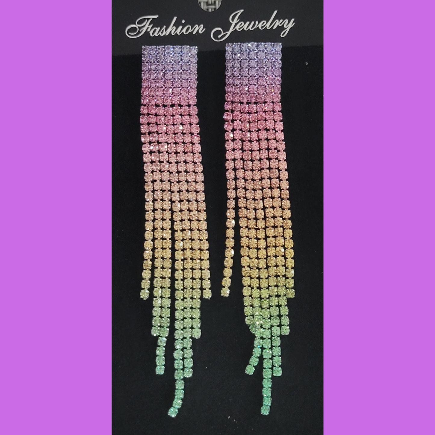 Colorful Rhinestone Fashion Dangle Earrings