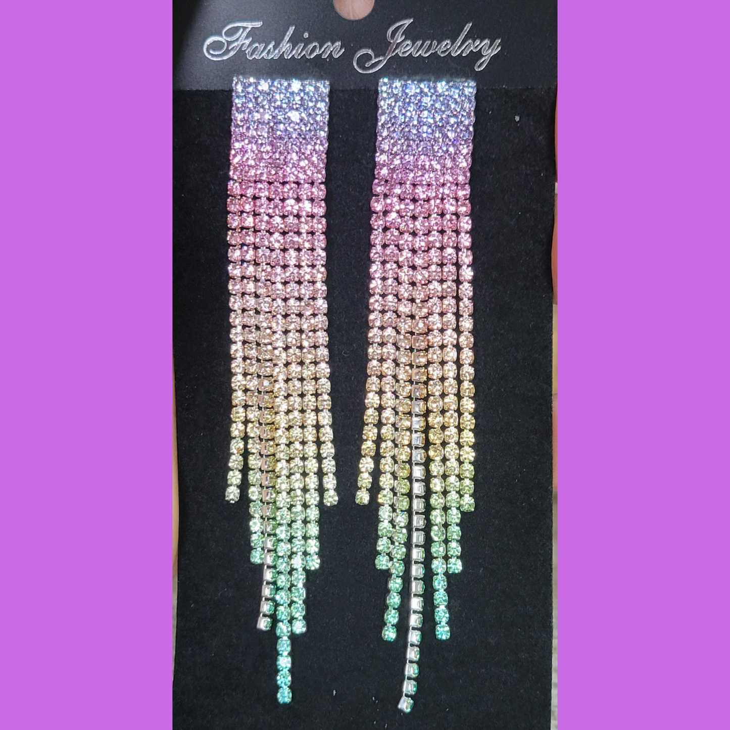 Colorful Rhinestone Fashion Dangle Earrings