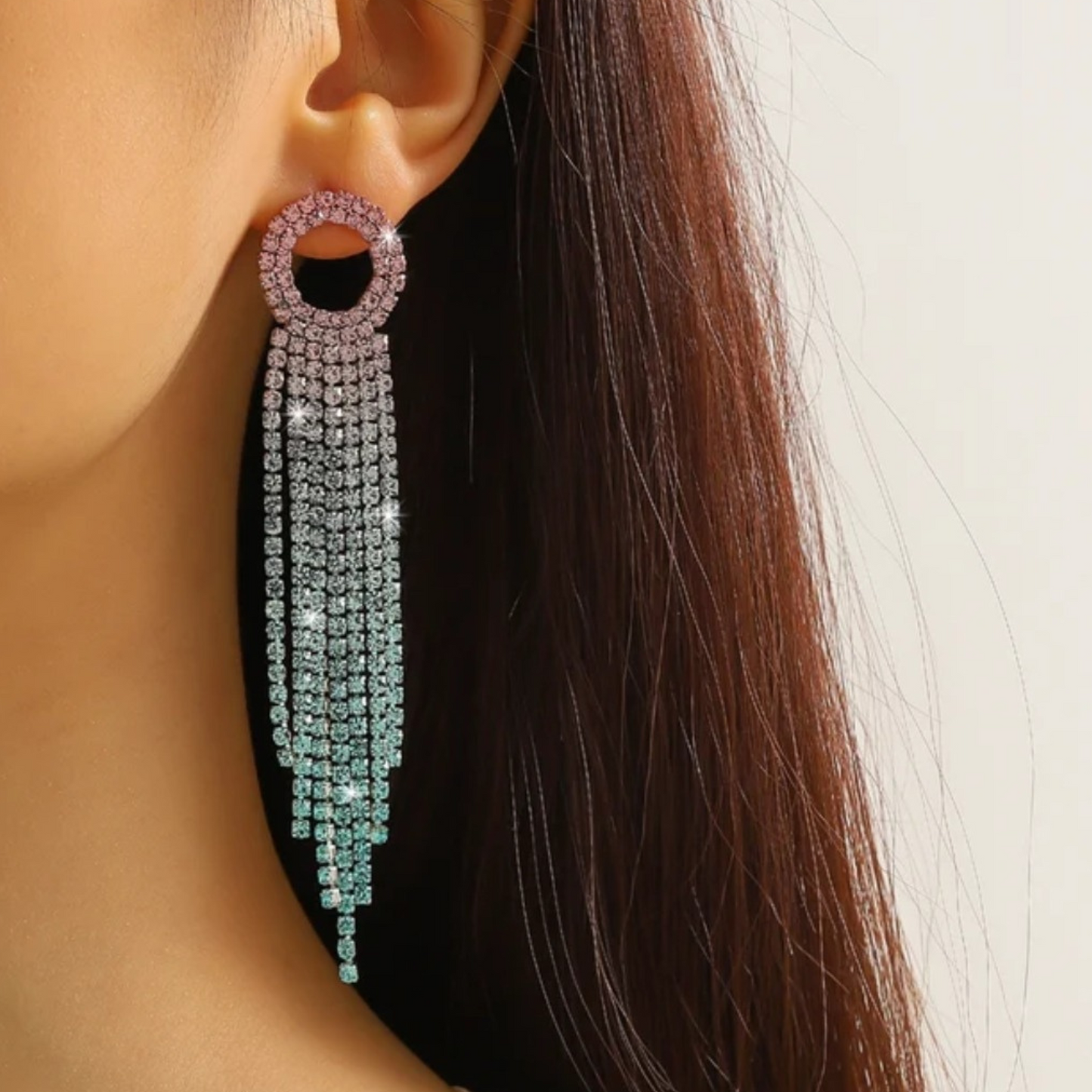 Colorful Rhinestone Fashion Dangle Earrings